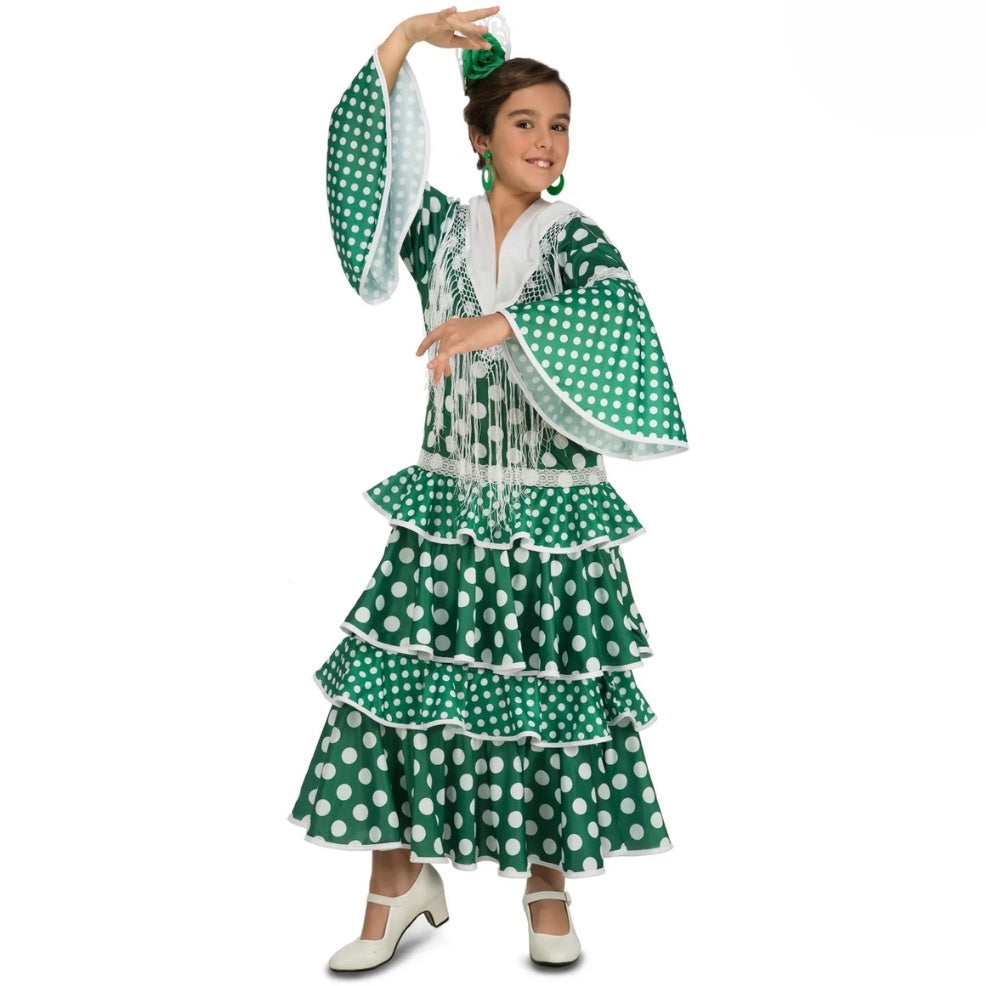 Disfraz de Flamenca Alba Verde para niña