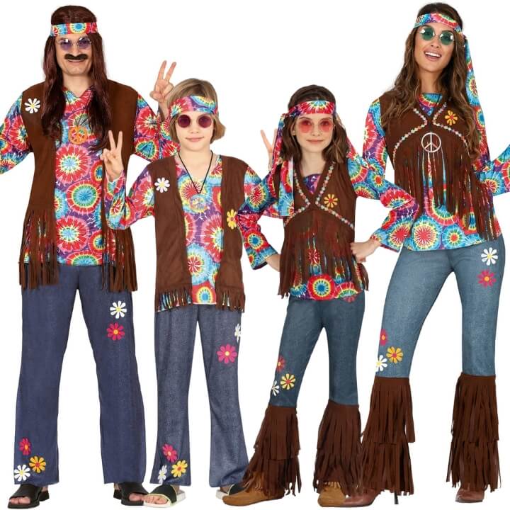 Disfraces en grupo de Hippies Happy