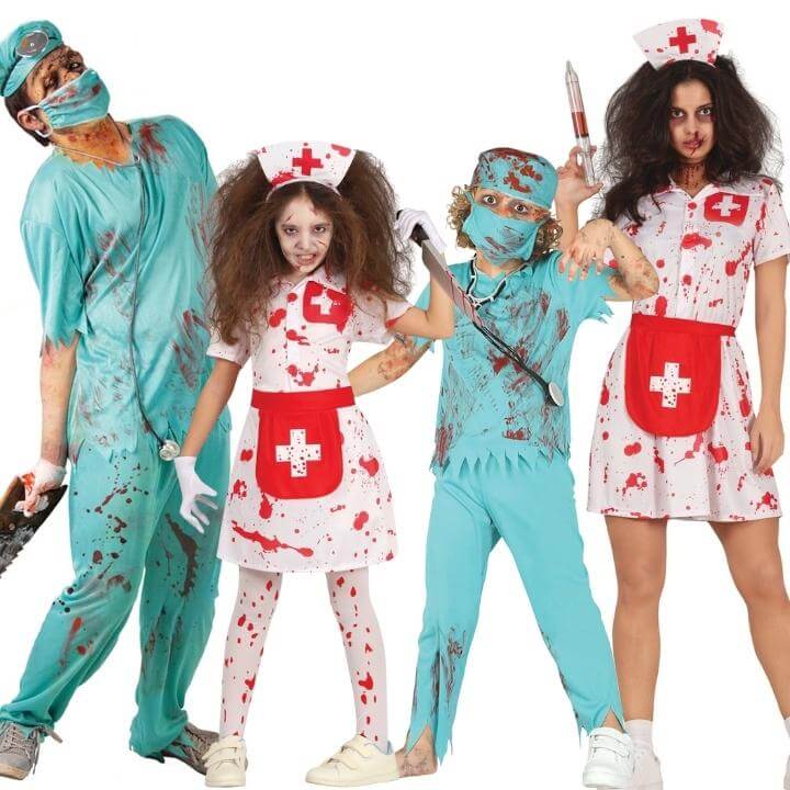 Disfraces en Grupo de Médicos y Enfermeras Zombies