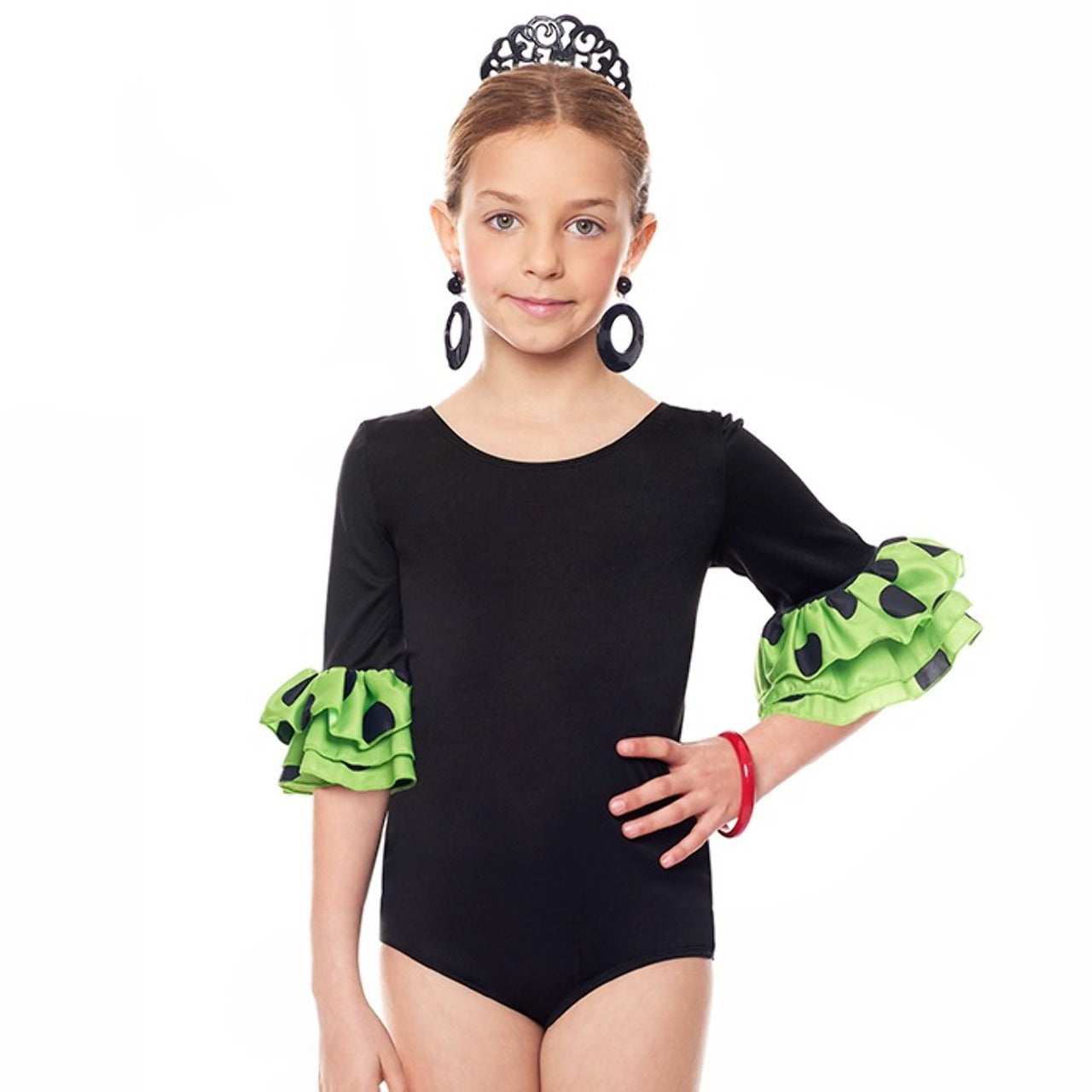 Body Flamenco Negro y Verde infantil
