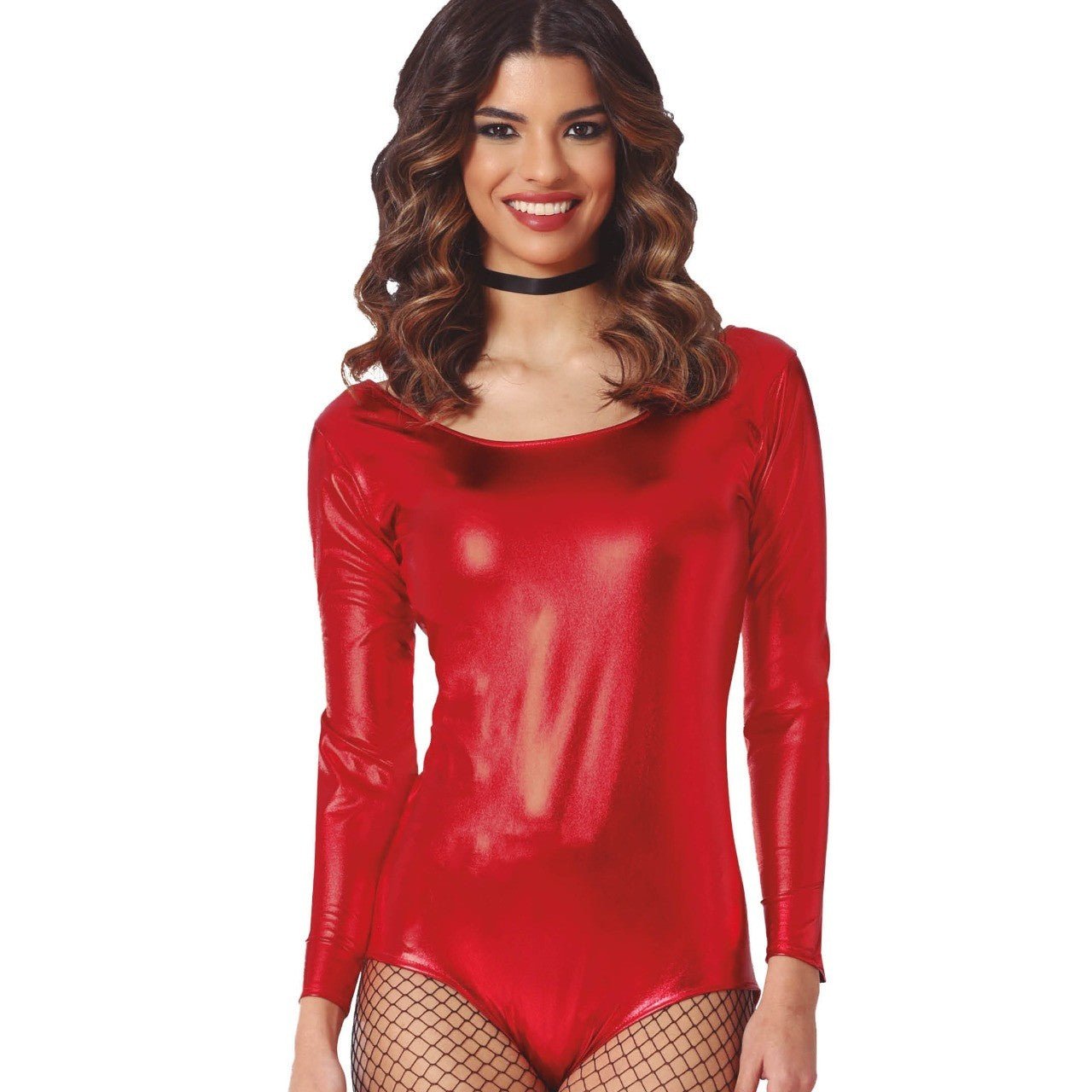 Body Rojo Metalizado con Manga para mujer