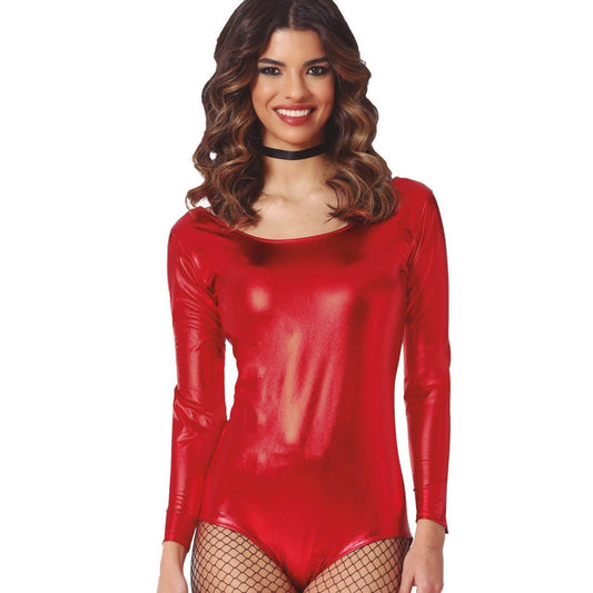 Body Rojo Metalizado con Manga para mujer