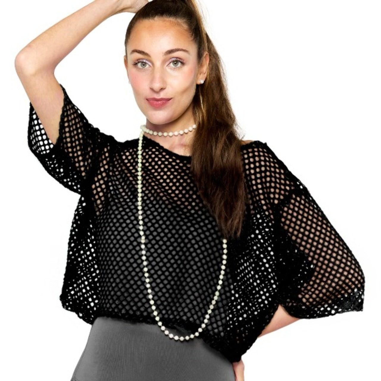 Camiseta de Rejilla Negra Años 80 Eco