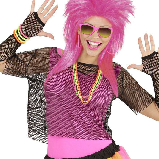 Camiseta de Rejilla Negra Años 80