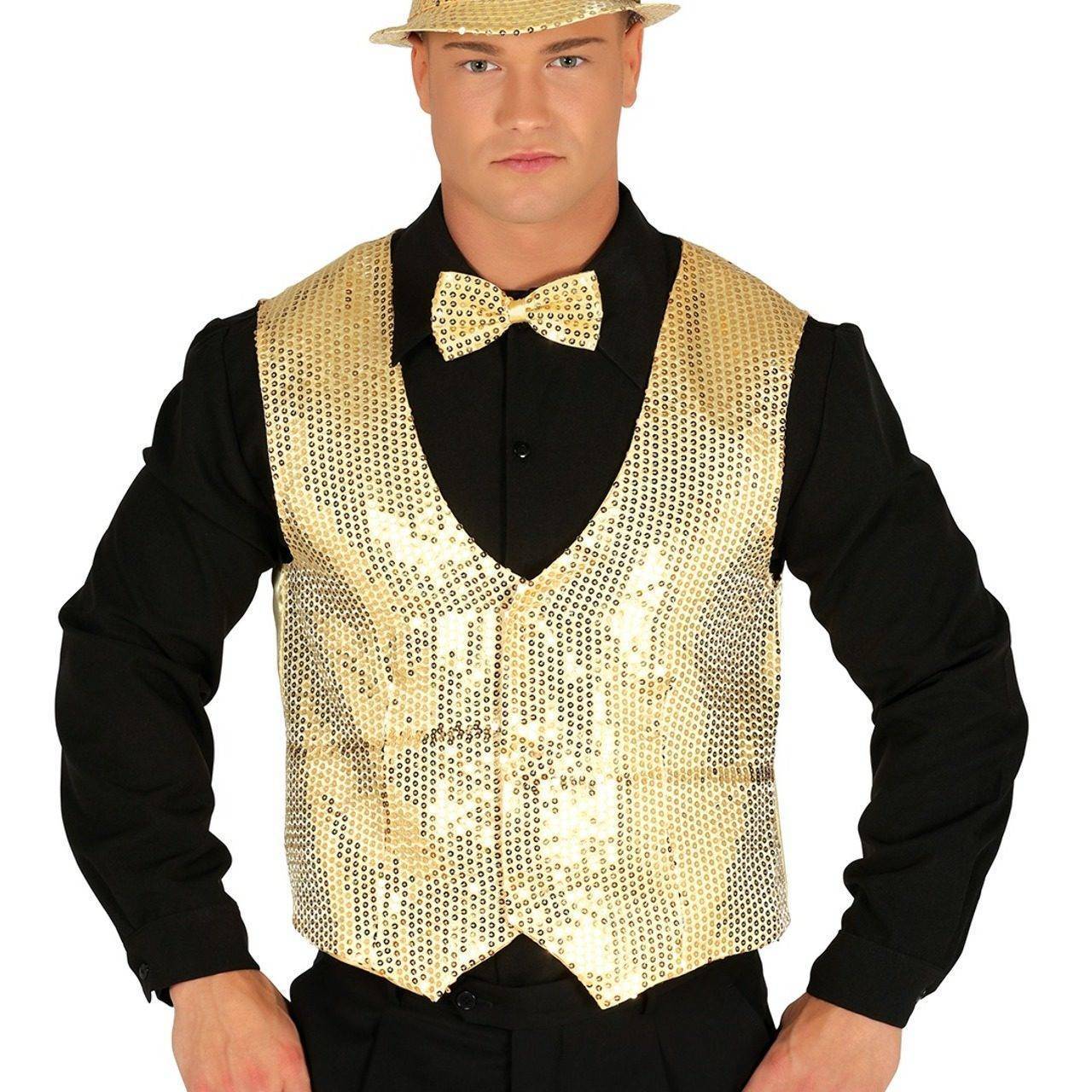 Chaleco de Lentejuelas Dorado para adulto