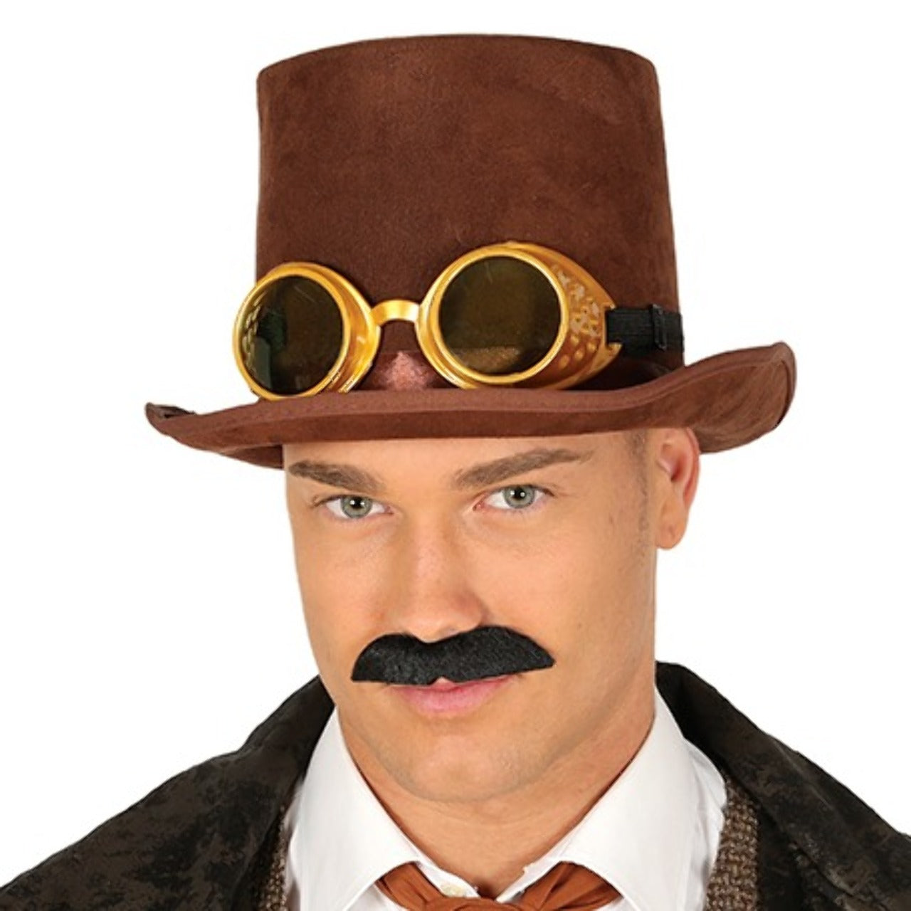 Chistera de Steampunk Marrón con Gafas