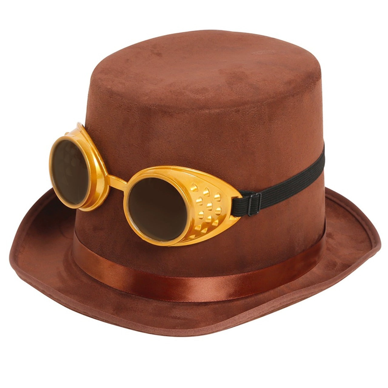 Chistera de Steampunk Marrón con Gafas