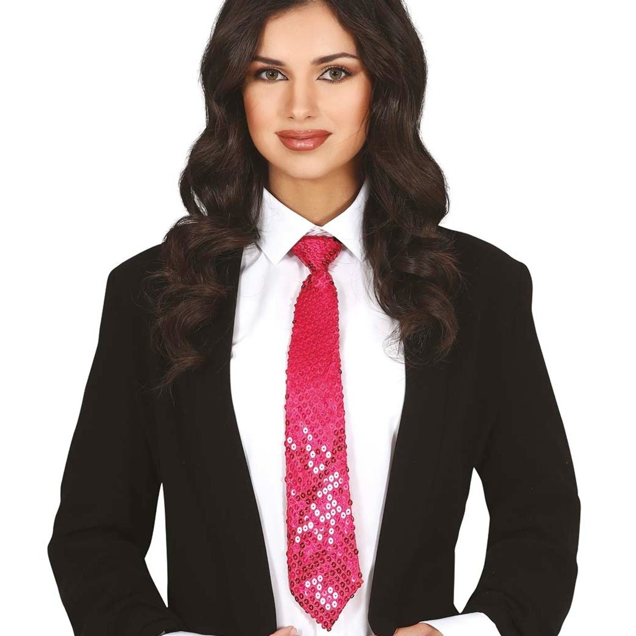 Corbata Fucsia Lentejuelas