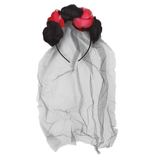 Diadema de Catrina Bicolor con Velo