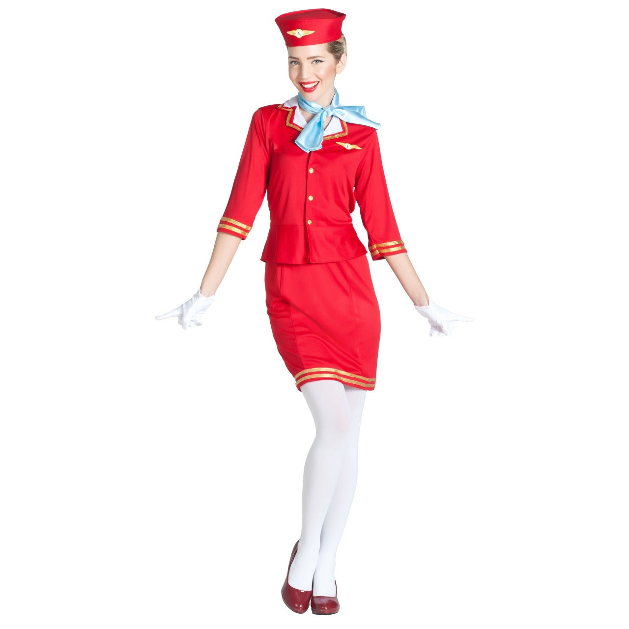 Disfraz de Azafata de Vuelo Rojo para mujer