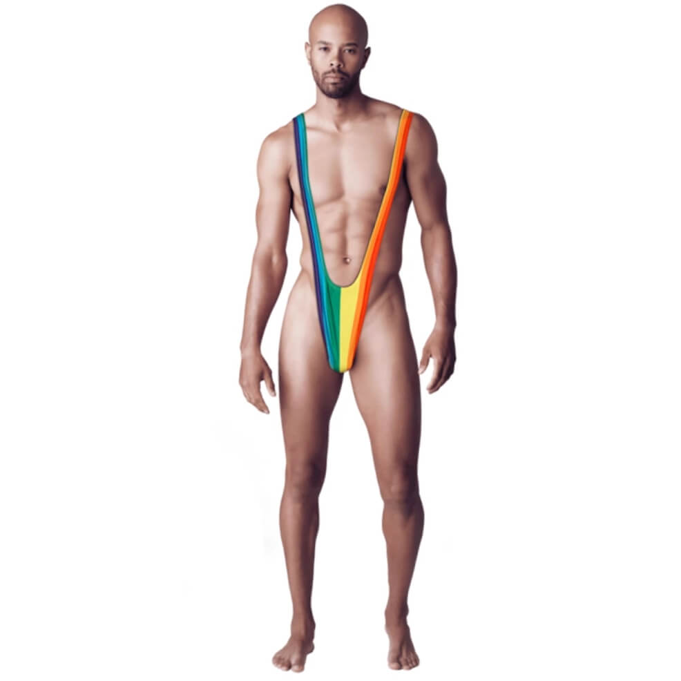 Disfraz de Borat Mankini Arcoíris para adulto