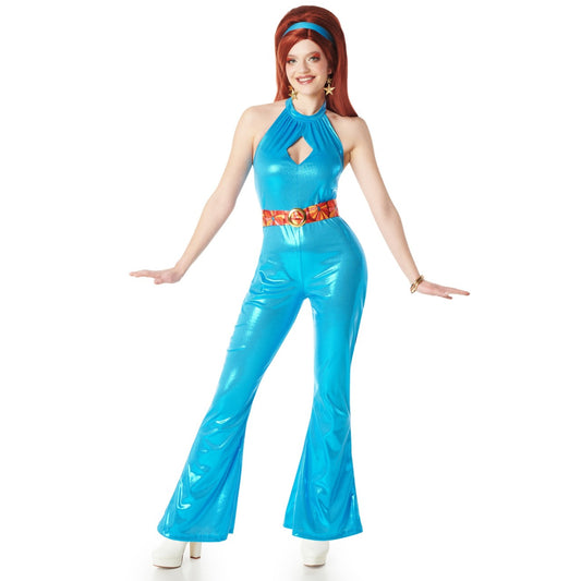 Disfraz de Disco Floral Años 70 para mujer