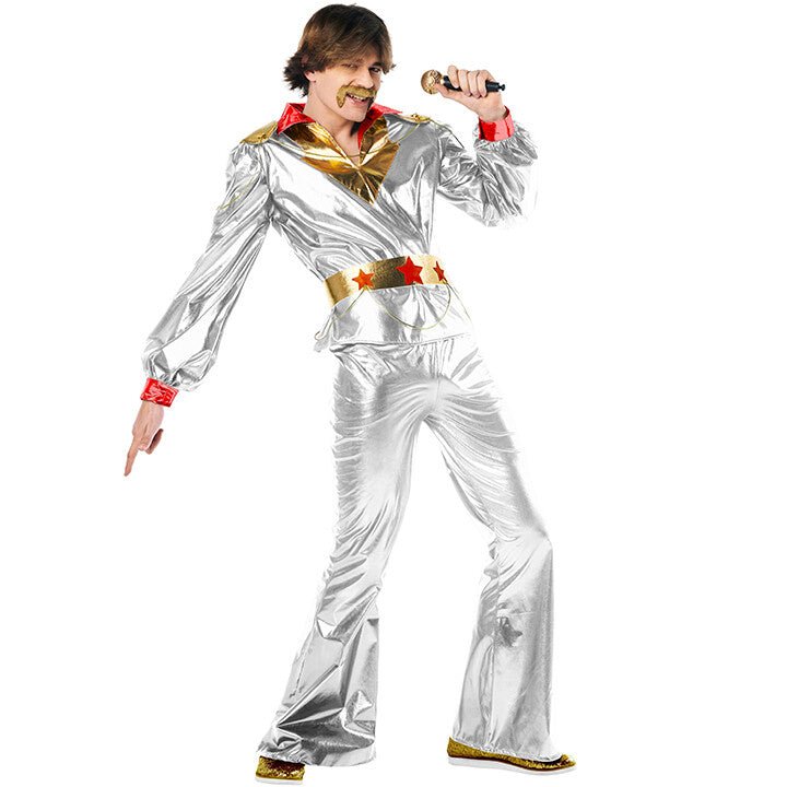 Disfraz de Disco Plata Años 70 para hombre