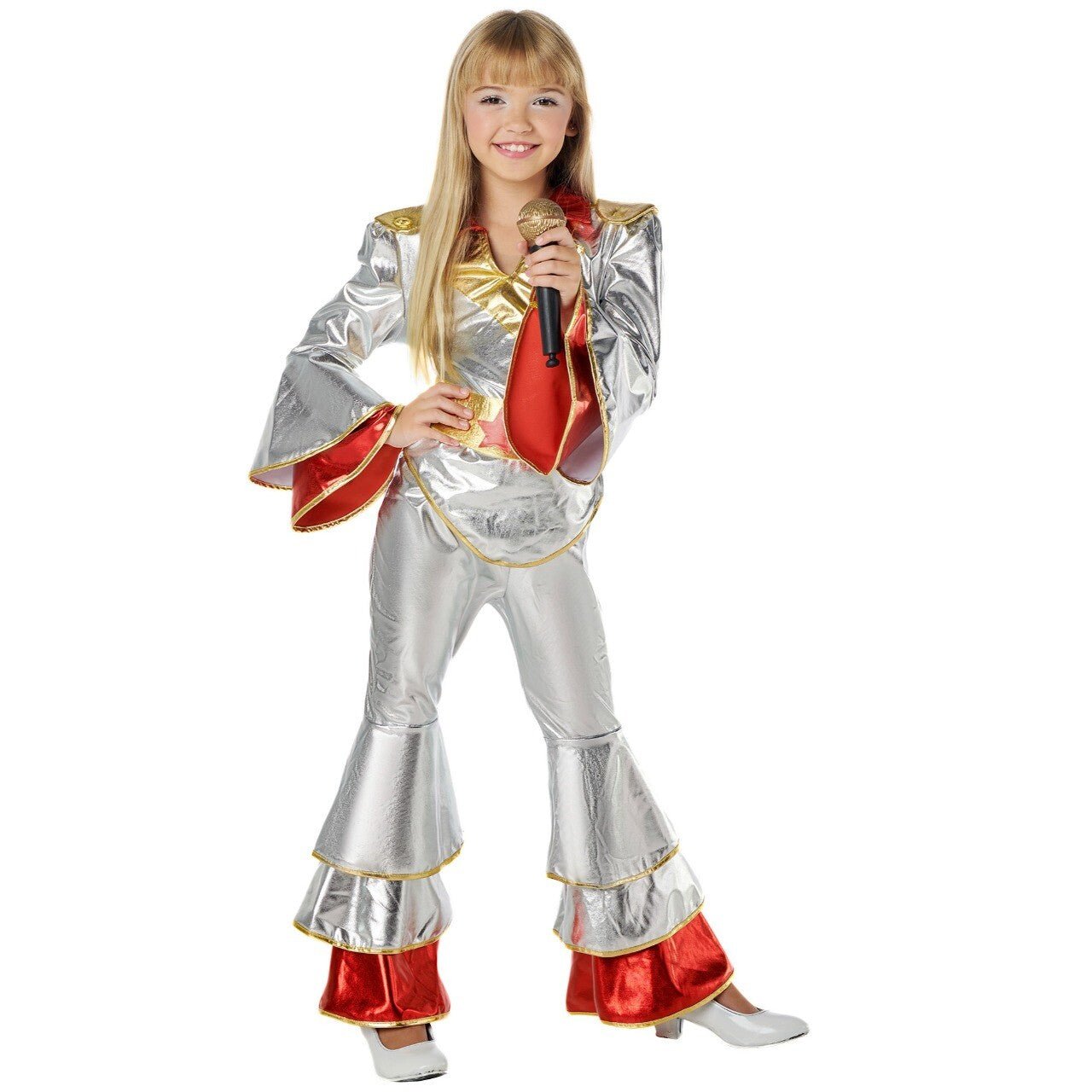 Disfraz de Disco Plata Años 70 para niña