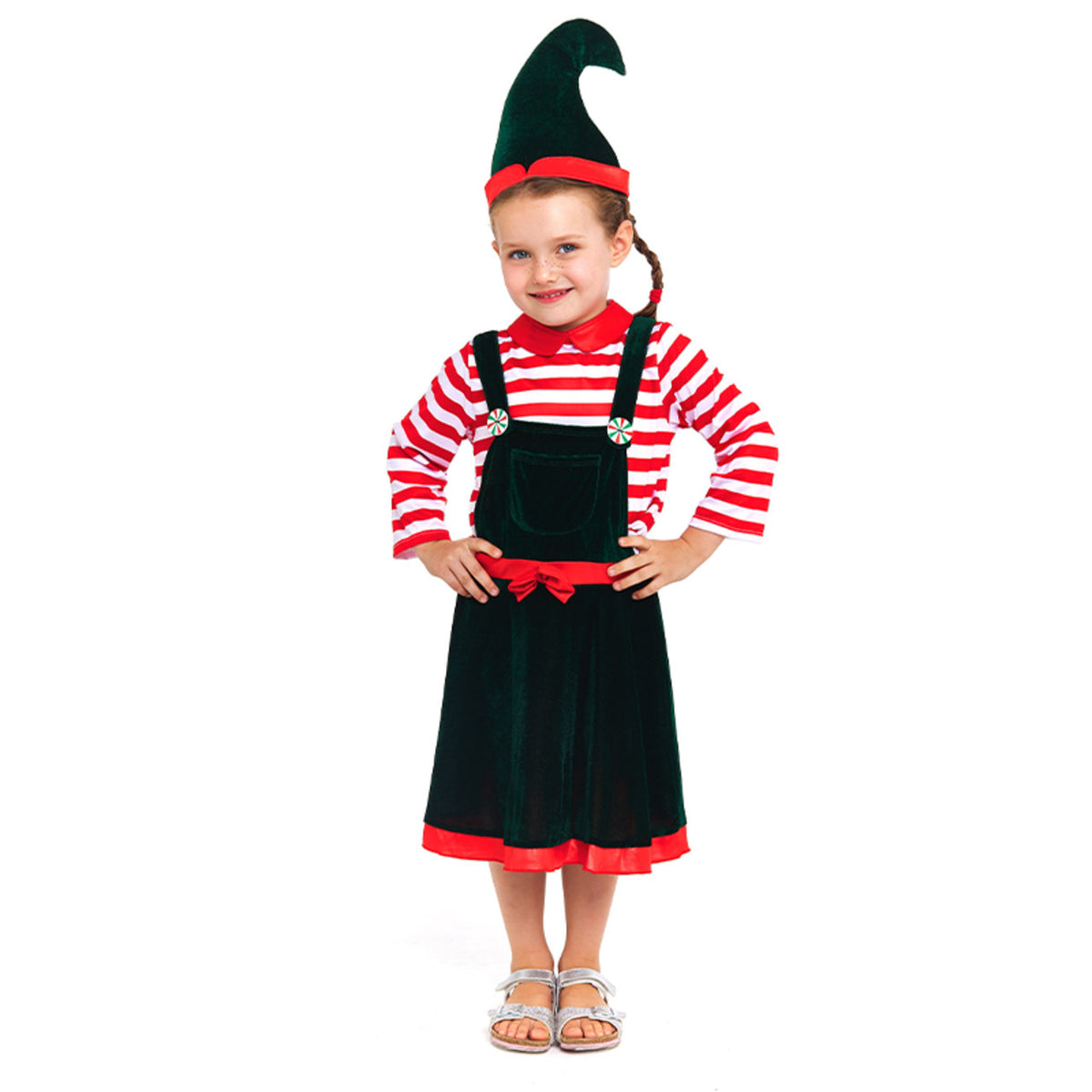 Disfraz de Elfo Rayas para niña