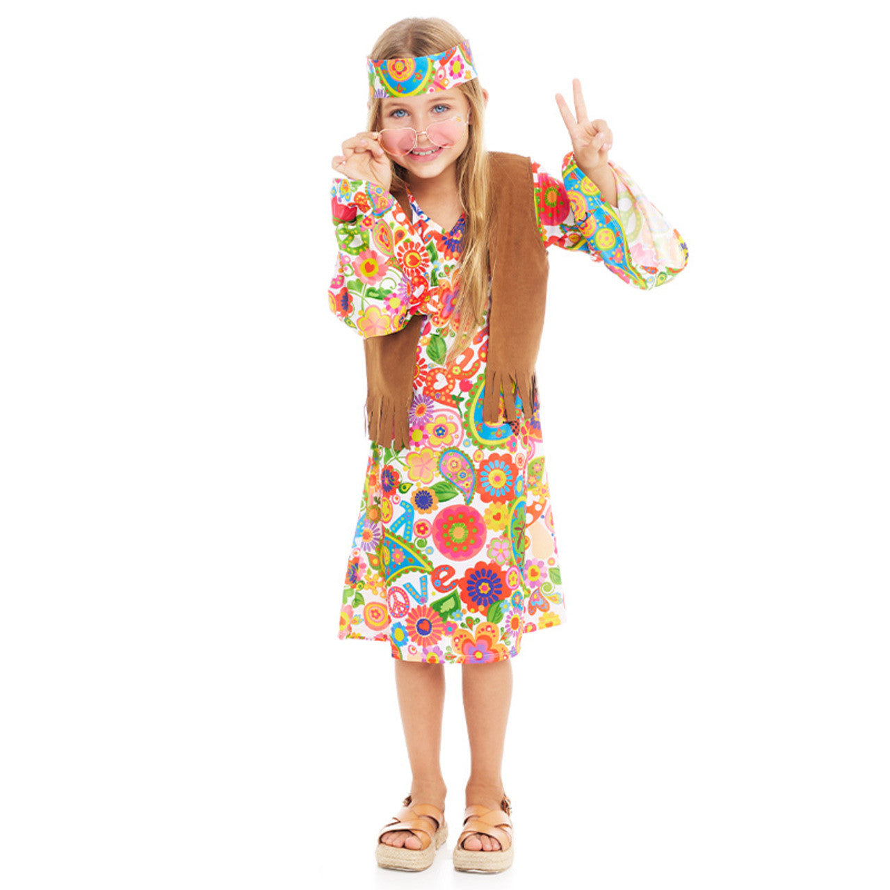 Disfraz de Hippie Peace para niña