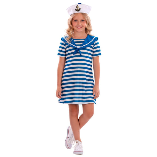 Disfraz de Marinera Azul Rayas para niña