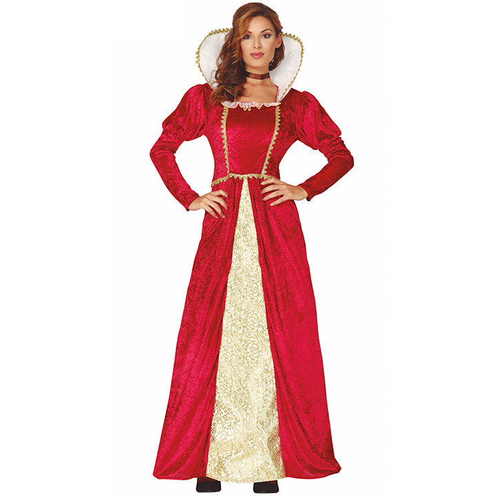 Disfraz Rojo de Dama Medieval con Collar para Mujer- MiDisfraz