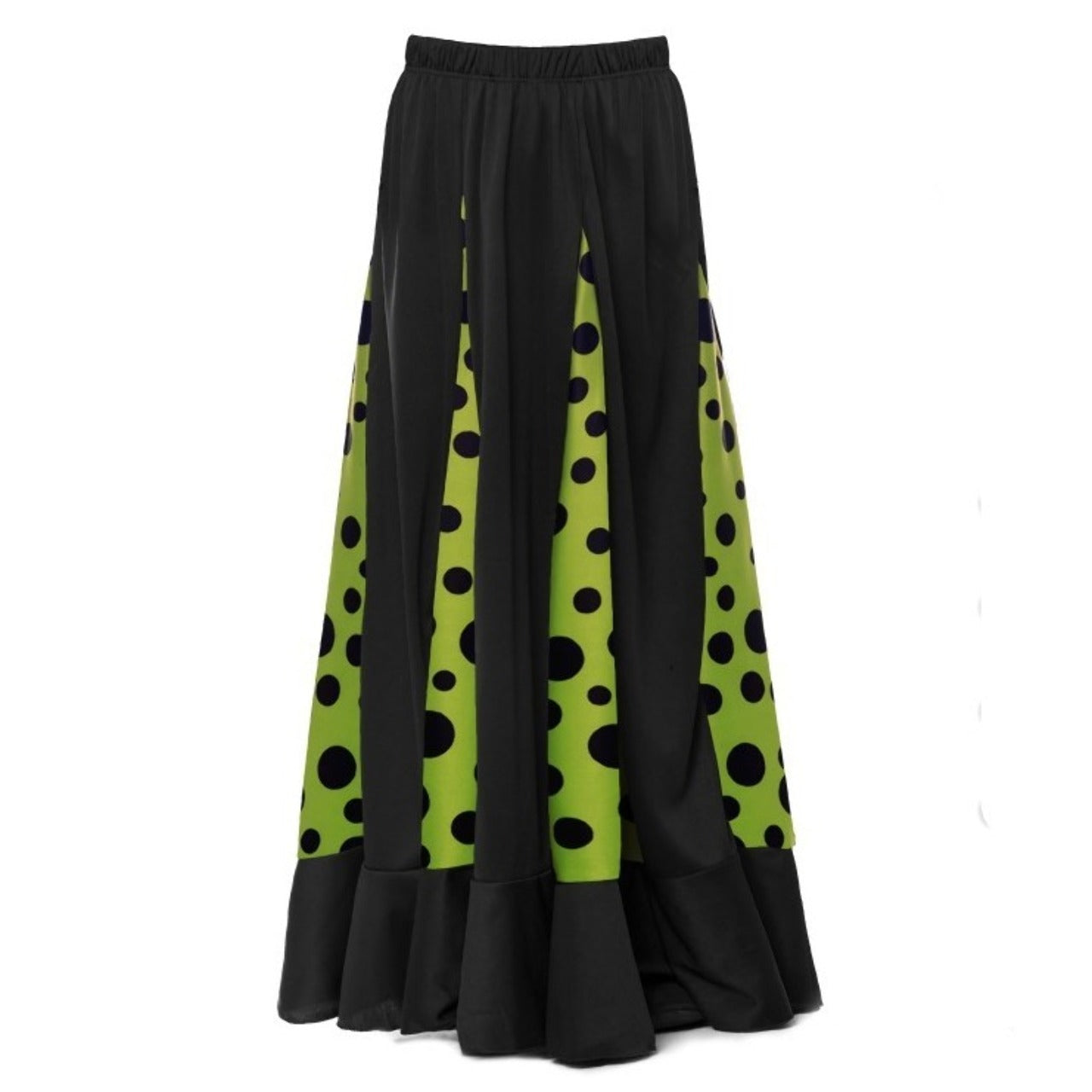 Falda de Flamenca Negra y Verde con Quillas