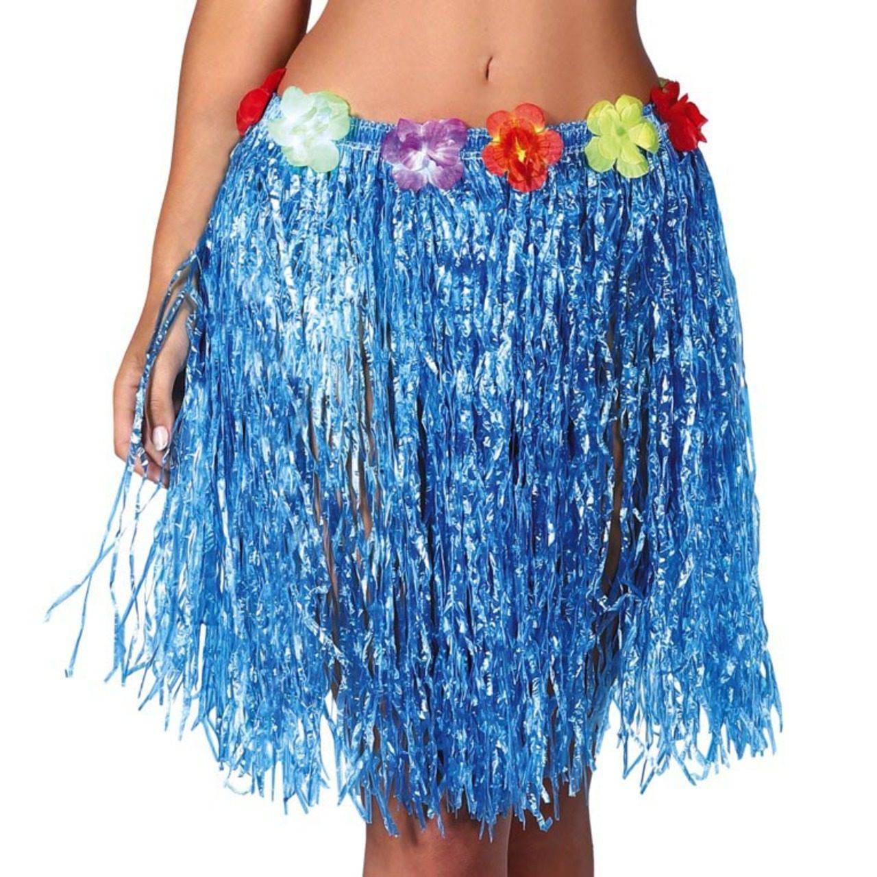 Falda Hawaiana Azul Corta