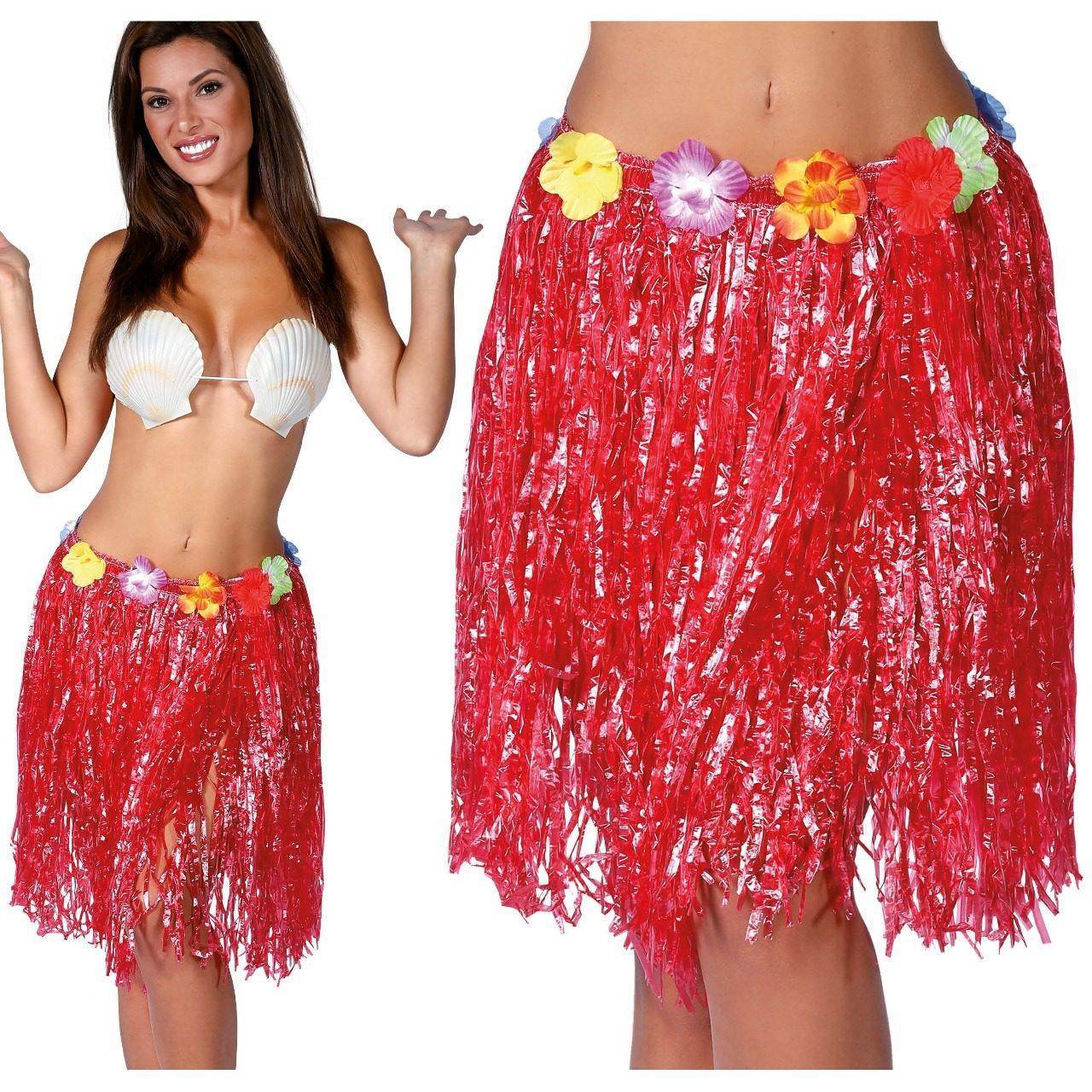 Falda Hawaiana Roja Corta