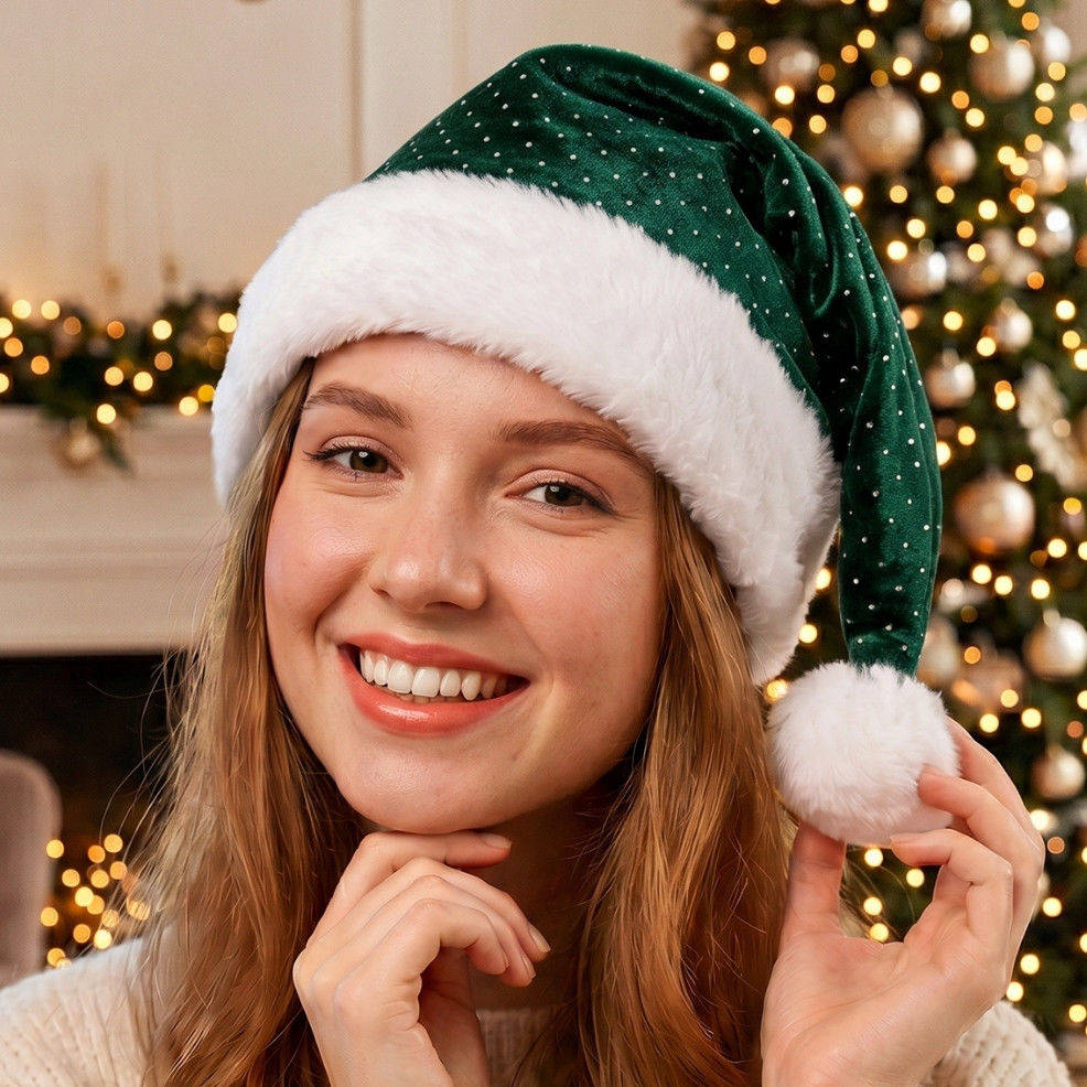 Gorro de Navidad Verde Brillos