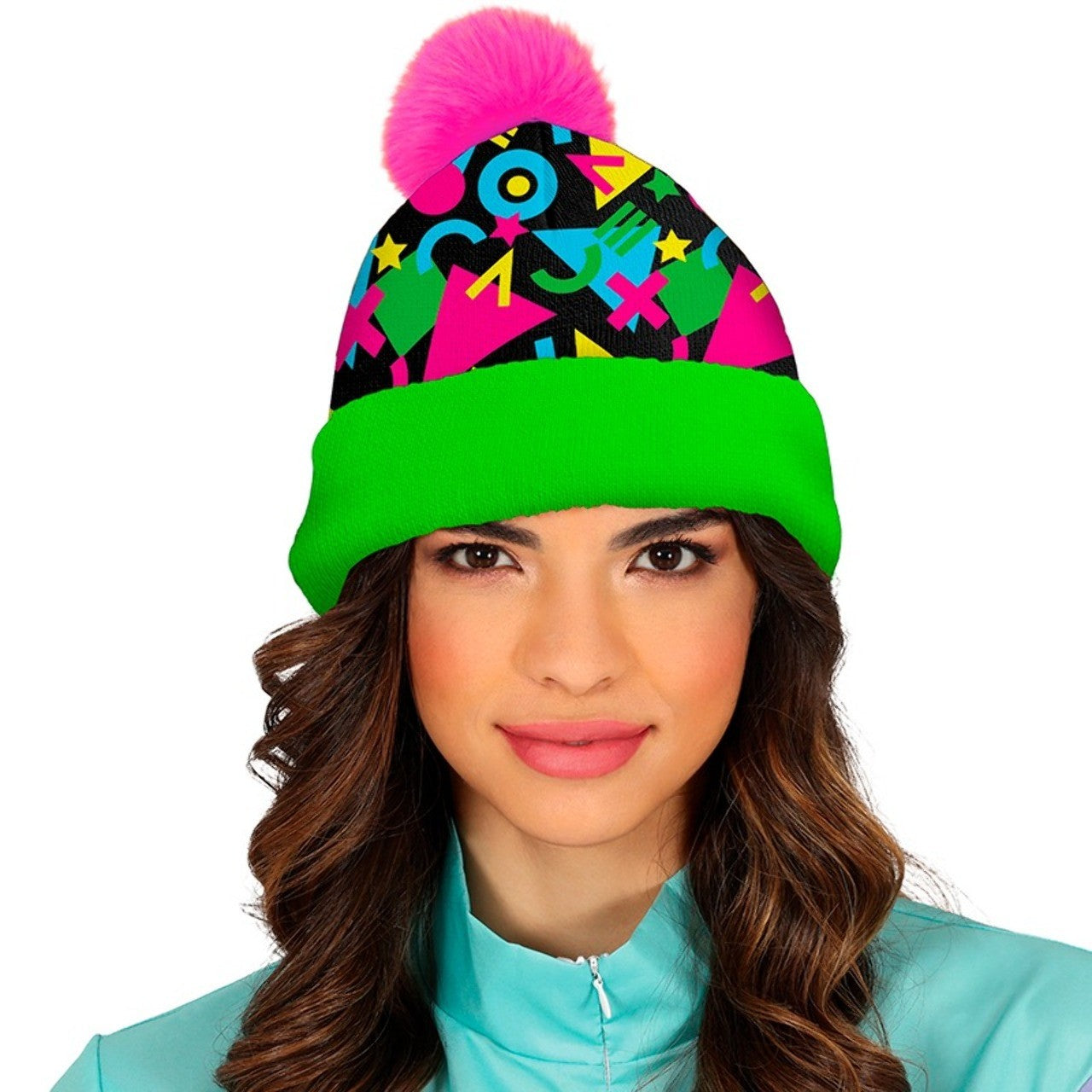 Gorro Rosa y Verde de Lana