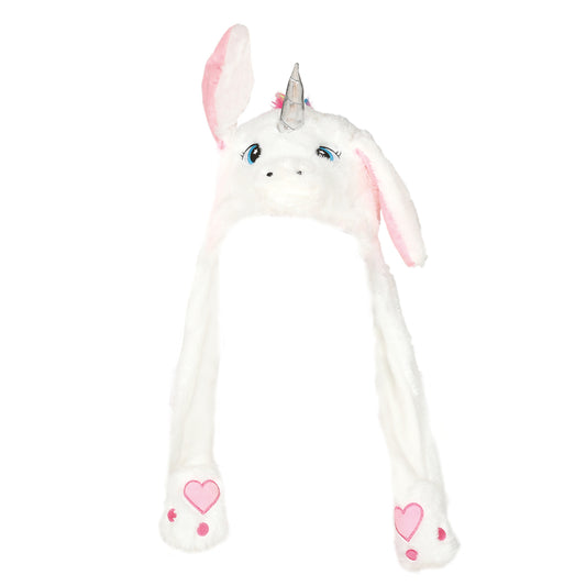 Gorro de Unicornio Blanco con Orejas Móviles