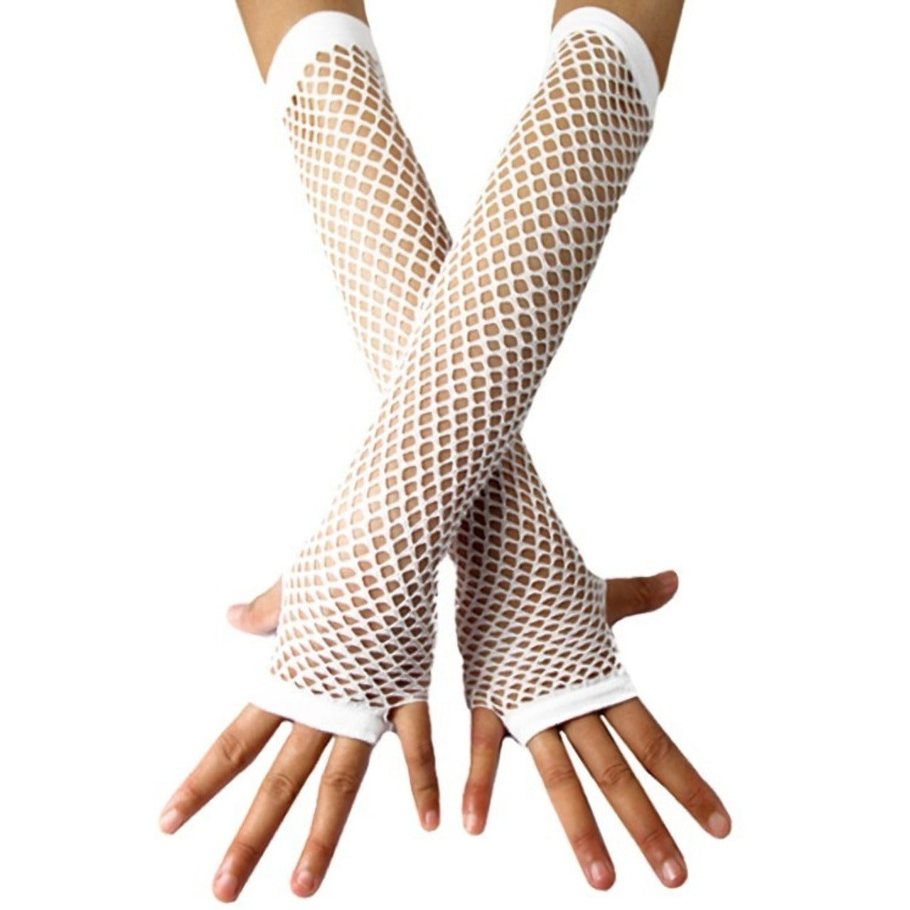 Guantes de Rejilla Largo Blanco