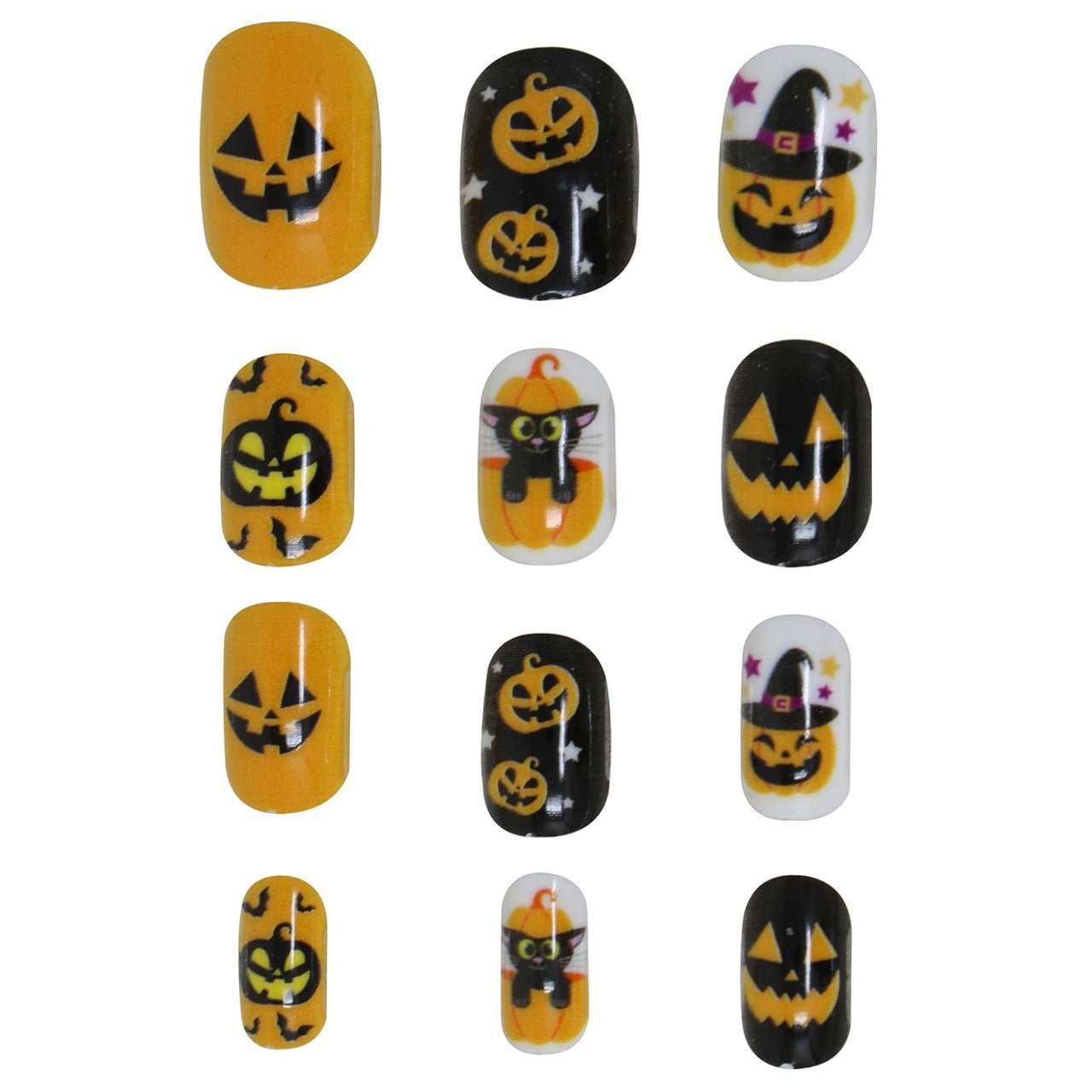 Kit de 12 Uñas Halloween Calabazas infantil