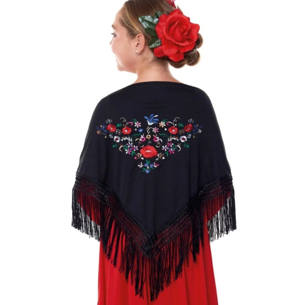 Mantón Negro Bordado infantil