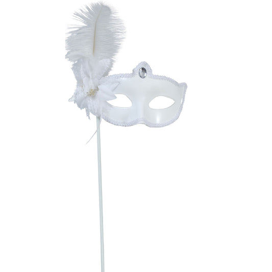 Máscara Veneciana Blanca con Varilla