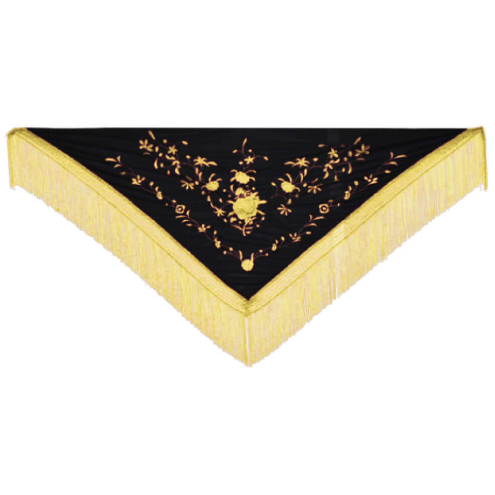 Mantón Negro y Amarillo Bordado