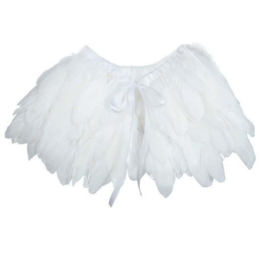 Mini Capa de Plumas Blancas