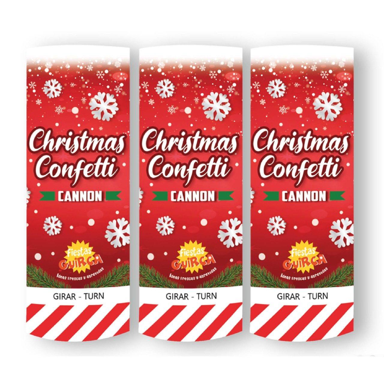 Pack 3 Cañones Confeti Copos de Navidad