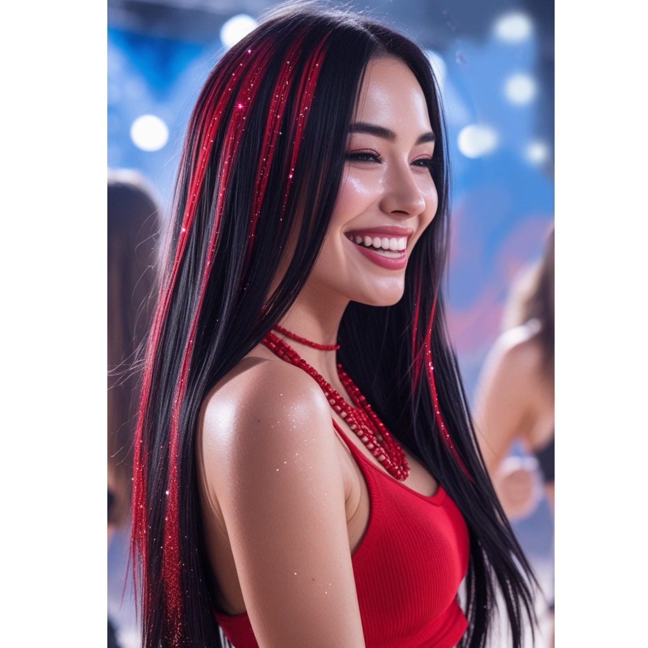 Pack de 3 Mechones Rojos Brillantes