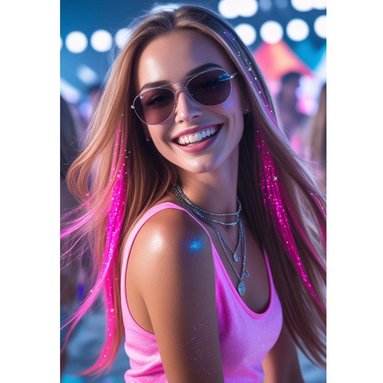 Pack de 3 Mechones Rosas Brillantes