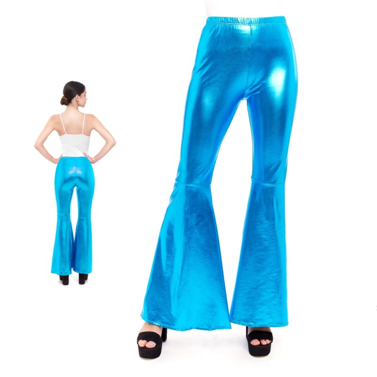 Pantalón Acampanado Azul Metalizado