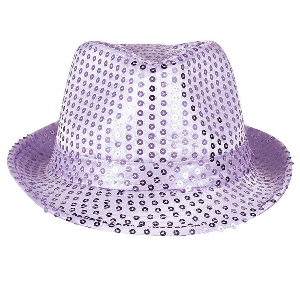 Sombrero de Gangster Lila Lentejuelas Eco