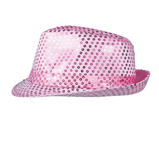 Sombrero de Gangster Rosa Lentejuelas