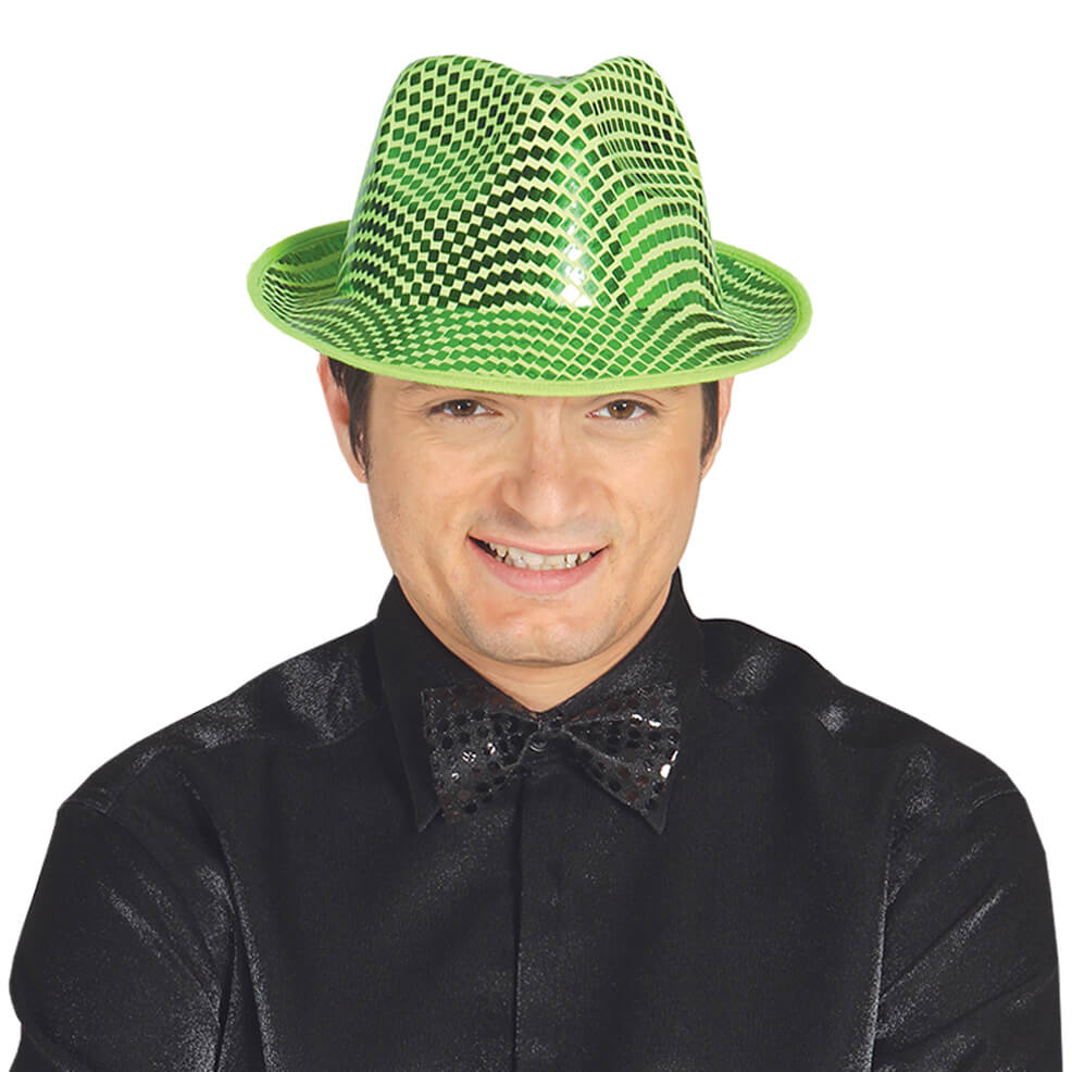 Sombrero Gangster Lentejuelas Verde