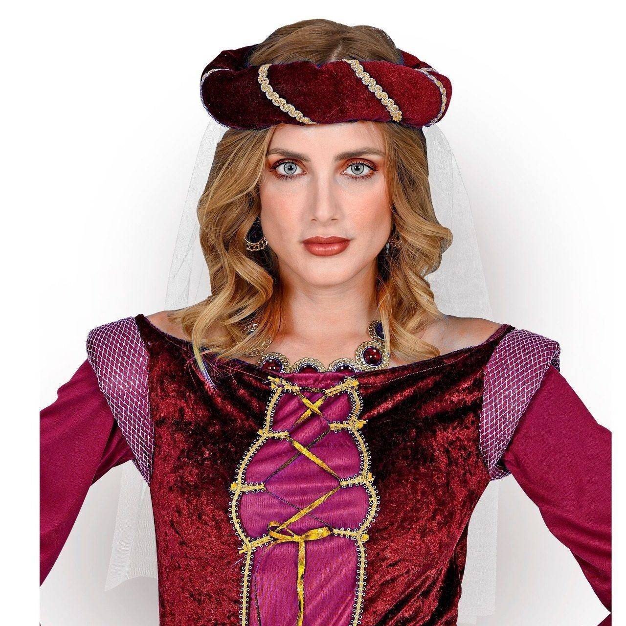 Tocado Medieval Granate con Velo