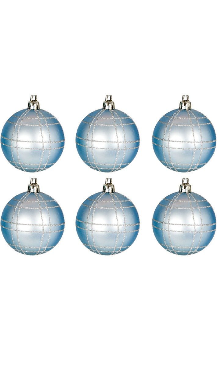 6 Bolas de Navidad Azules Decoradas