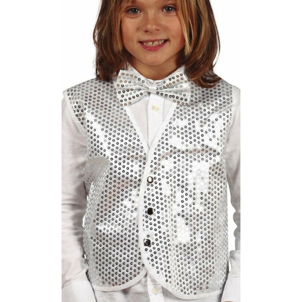 Chaleco de Lentejuelas Plateado infantil | Don Disfraz