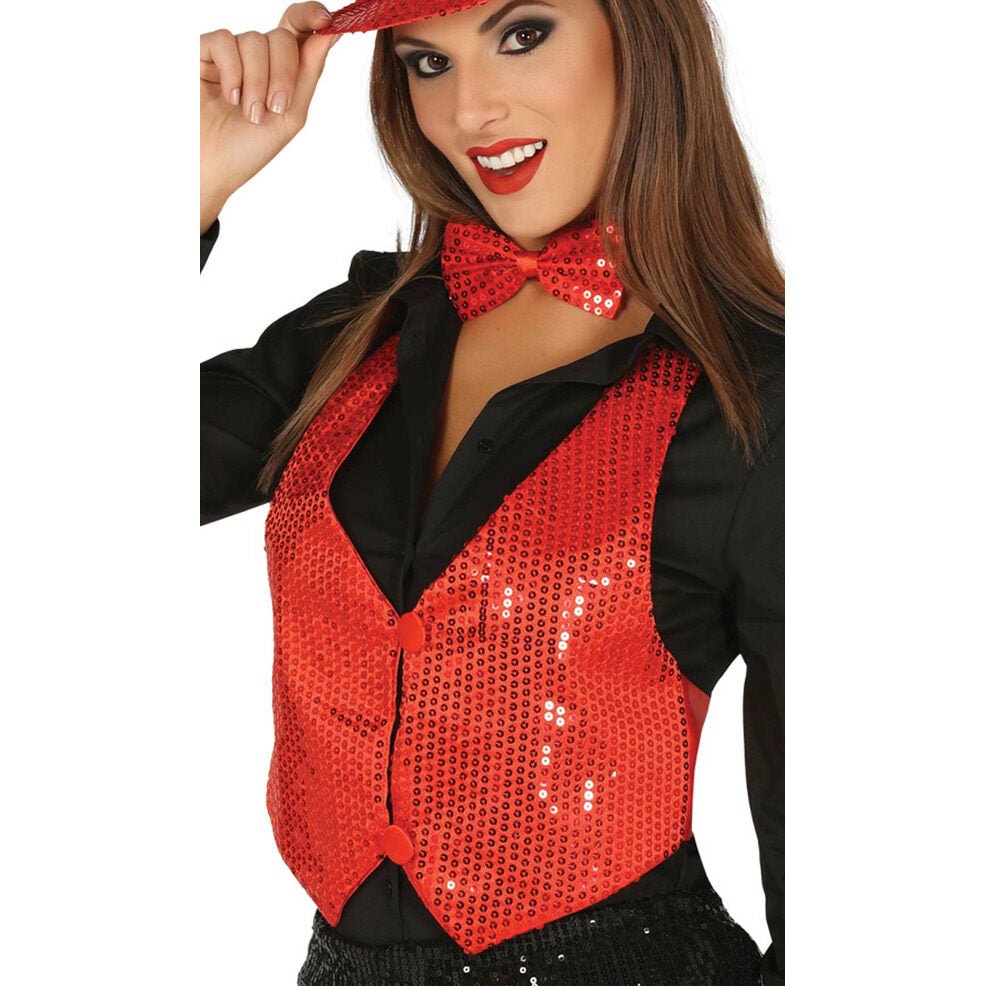 Chaleco Lentejuelas Rojo para mujer | Don Disfraz
