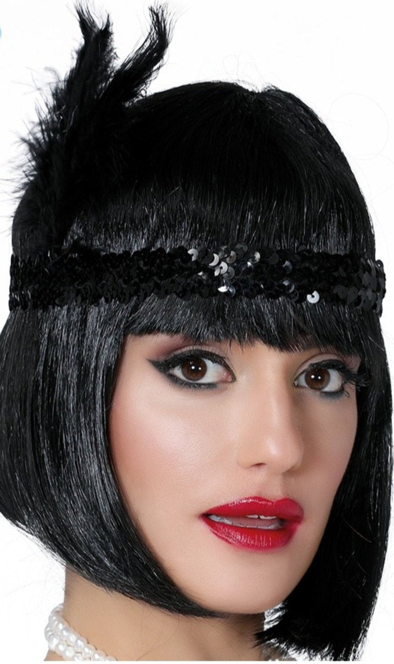 Cinta de Charleston Lentejuelas Negra