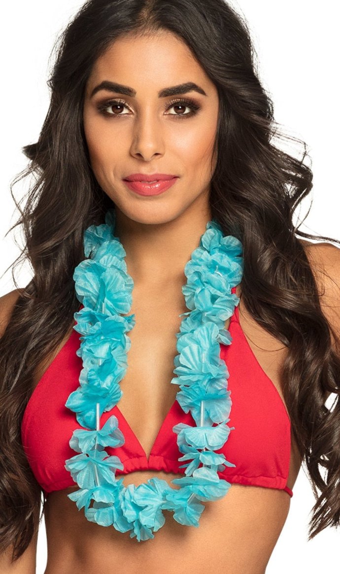 Collar Hawaiano Azul Turquesa