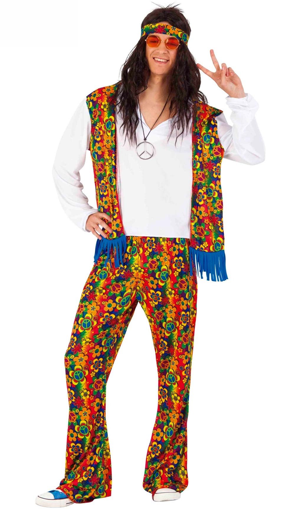 Disfraz Hippie Hombre Pantalón Rojo Talla XL - Juguetilandia