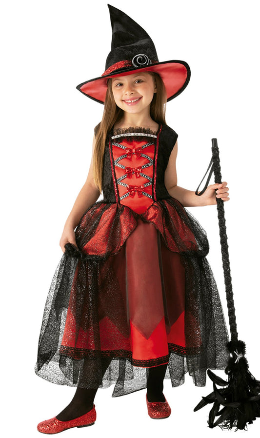 Disfraz de Bruja Chic Roja para niña I Don Disfraz