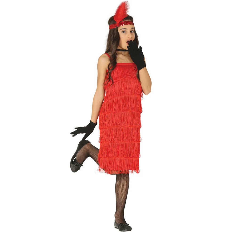 Disfraz de Charleston Flecos Rojo para niña | Don Disfraz